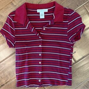 Planet Gold Red and Blue Striped Button Down Polo